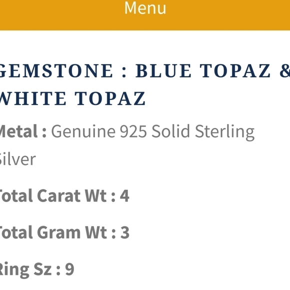 3CT GENUINE BLUE TOPAZ WITH WHITE HALO STONES .925 - Picture 4 of 5